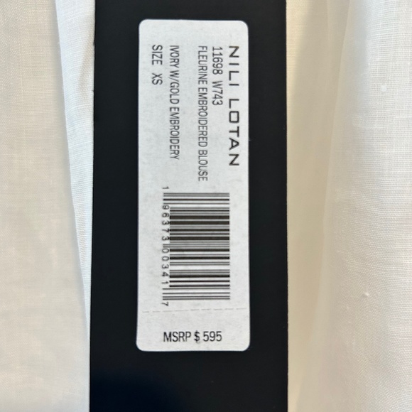 Nili Lotan Fleurine Gold Embroidered Blouse NWT XS - Picture 5 of 5